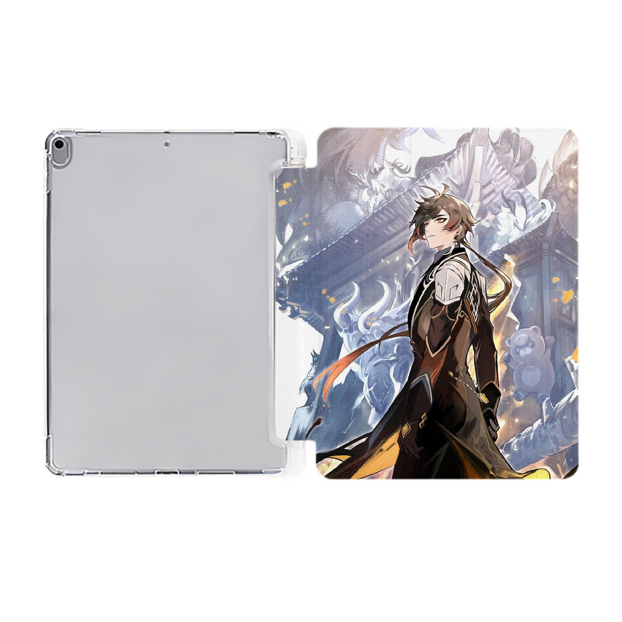 げんし神 genshin IPad ケース ペン収納付き 三つ折りスタンド PUレザー×シリコン 対応機種9.5/10.5/10.9インチ